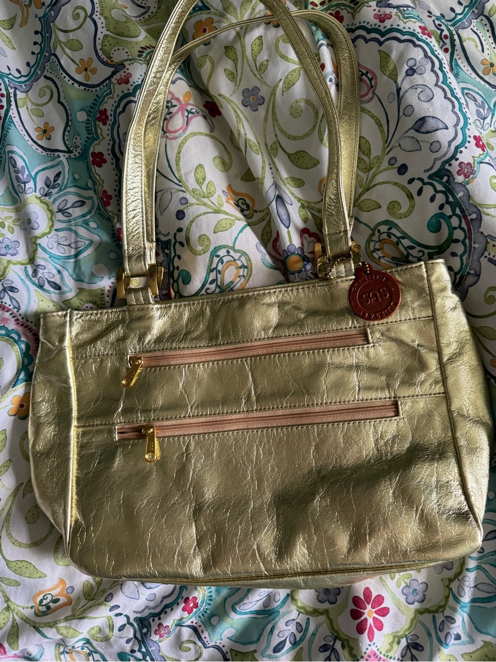 vintage SAS "Diane" Soft Gold Metallic Leather Shoulder Bag